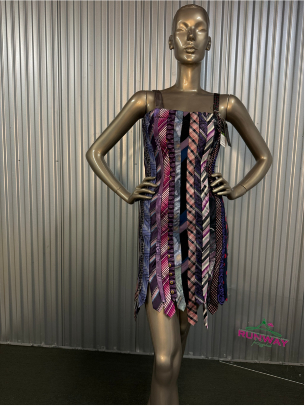 Upcycled 100% Silk Tie Dress Strapless Convertible Wearable Art Small